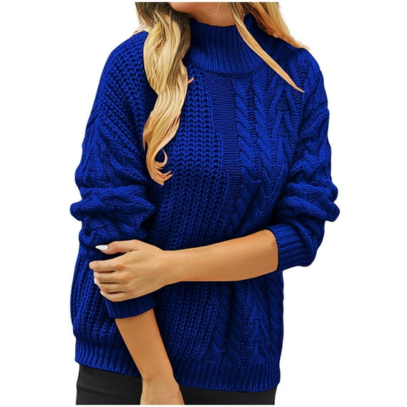 CheerKidz Womens Casual Fashion Knitwear Long Sleeve Round Neck Printed Sweater Stylish Lightweight Soft Tops for Spring Summer Daily Wear(Blue,M)