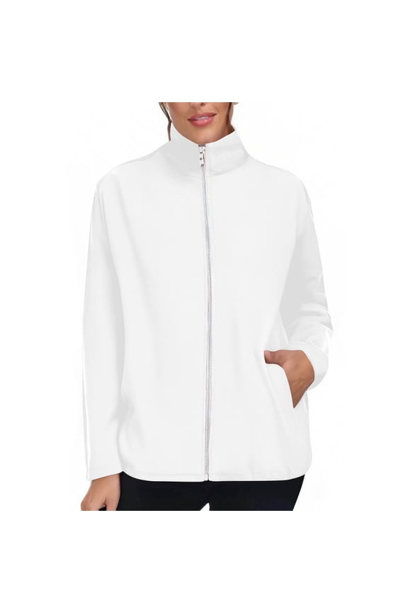 Womens Casual Jacket Soft Fleece Lined Long Sleeve Outerwear Cozy Comfortable Lightweight Loose Daily Wear Versatile All Season Fashion Tops(White,XL)