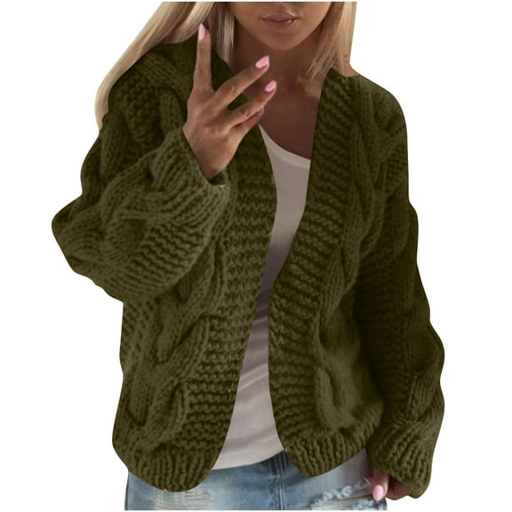 CheerKidz Womens Casual Long Sleeve Cardigan Sweater Outerwear Soft Comfortable Lightweight Loose Cozy Jacket Everyday Wear Versatile Layering Piece(Green,S)