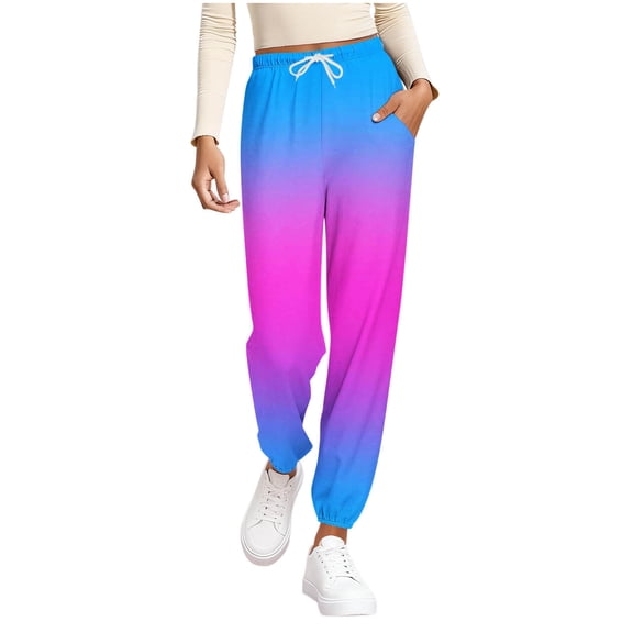 CheerKidz Womens Casual Pants with Stretch Waist and Drawstring Loose Trousers Long Pants for Home Wear Daily Outdoor Joggers Walking Comfortable All Season Wear Pocket(Multicolor#2,XL)