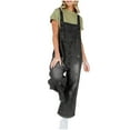 thumbnail image 1 of CheerKidz Womens Denim Jumpsuit Wide Leg Comfortable Shoulder Strap Casual Streetwear Fashion Stretch Waist Design(Black,S), 1 of 7