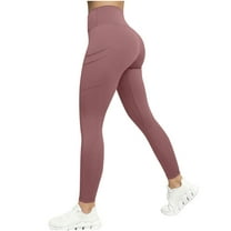 CheerKidz Womens Long Solid Color High Waisted Yoga Pants with Pockets Workout Gym Fitness Tights Butt Lifting Leggings for Women Stretchy Comfortable Casual Wear Pants(Pink#1,2XL)