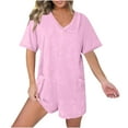 thumbnail image 1 of CheerKidz Womens Loose Fits Distressed Jumpsuit V Neck Round Neck Oversized Casual Romper Long Sleeve Boho Style(Pink,S), 1 of 6