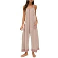 thumbnail image 1 of CheerKidz Womens Sleeveless Overalls Jumpsuit Wide Leg Adjustable Straps Double Pocket Solid Color Fashion Street Style(Pink,M), 1 of 7