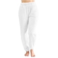 thumbnail image 1 of CheerKidz Womens Solid Color Furry Casual Warm Wide Leg Trousers with Drawstring Cozy Winter Pants Soft Fleece Lined Thermal Bottoms Comfortable Wear Holiday Pajama Pants(White#6,2XL), 1 of 7
