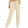 thumbnail image 1 of CheerKidz Womens Solid Color Loose Jogger Pants with Pockets Casual Sport Wear Everyday Trousers Soft Fiber Activewear Bottoms for Daily Workouts and Leisure Activities(Beige,M), 1 of 7
