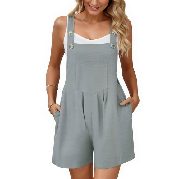 CheerKidz Womens Sporty Sleeveless Short Jumpsuit Summer Casual Romper Athletic Trendy Quick Dry Lightweight(Gray,M)