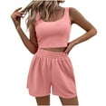 thumbnail image 1 of CheerKidz Womens Spring and Summer Solid Tank Tops and Shorts Casual Two Piece Outfit for Home Beach Gym, 1 of 8