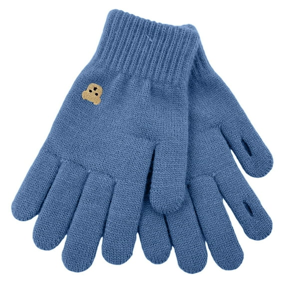 CheerKidz Womens Touchscreen Winter Gloves Cold Weather Warm Knitted Gloves Solid Color Finger Phone Use for Daily Casual Wear Outdoor Activities(Blue#4,Free Size)