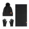thumbnail image 1 of CheerKidz Womens Winter Double Layer Knit Hat Scarf Gloves Set Warm Fleece Lined Three Piece Accessory Cold Weather Protection Outfit Matching(Black#2,Free Size), 1 of 5