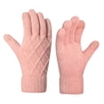 thumbnail image 1 of CheerKidz Womens Winter Knitted Twisted Gloves Full Thick Fleece Lined Cold Weather Protection Warm Comfortable Touchscreen Capable for Outdoor Activities Riding Driving Casual(Pink#5,Free Size), 1 of 4