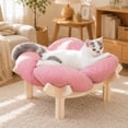 thumbnail image 1 of CheerPals Elevated Cat Bed, Washable Flower Pet Cushion with Sturdy Wooden Frame, Heavy-Duty Lounge Chair for Indoor Cats & Small Dogs, Pink, 1 of 9