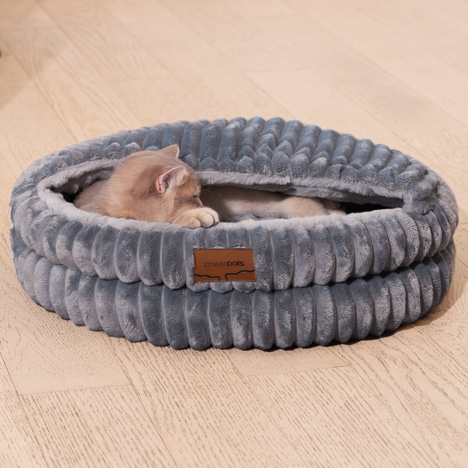 CheerPals Pet Cave, 20in Fluffy Soft Covered Cat Bed for Indoor Kitty Puppy(Dark Gray)