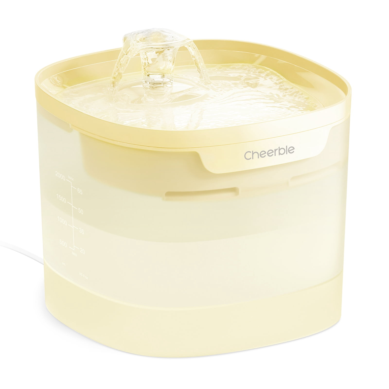 Cheerble Elfin E1 Lite Pumpless Plastic Pet Water Fountain with Filter, 2 L, Butter Yellow