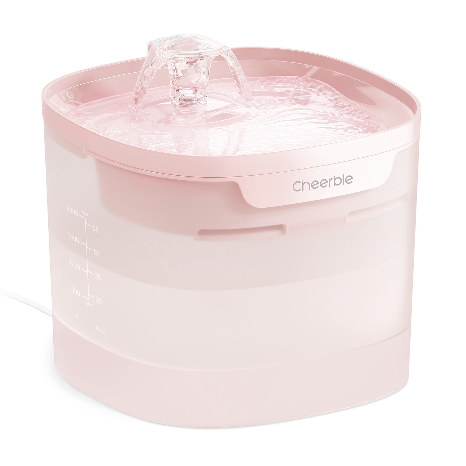 Cheerble Elfin E1 Lite Pumpless Plastic Pet Water Fountain with Filter, 2 L, Sakura Pink