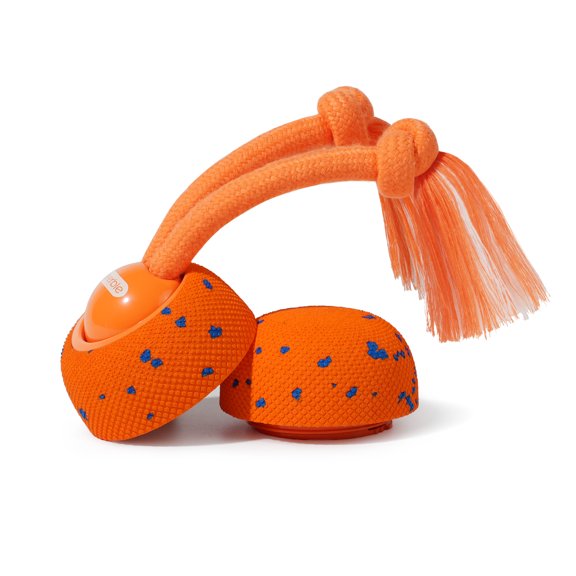Cheerble Wicked Ball Rolly Replaceable Fetch Dog Toy Set with Shell & Rope, Bright Orange