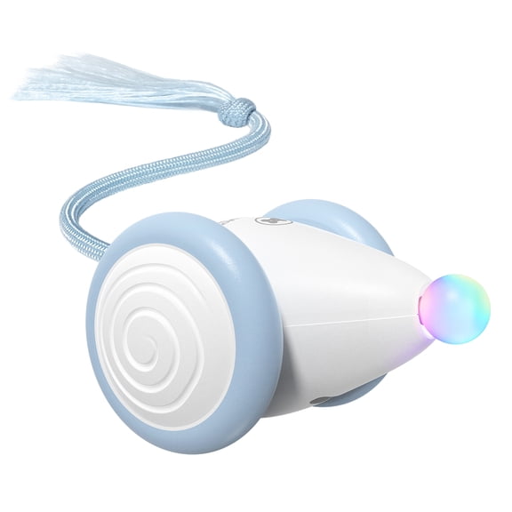 Cheerble Wicked Mouse Neo Automatic Interactive Cat Toy with Tail & LED Light, Milky Blue
