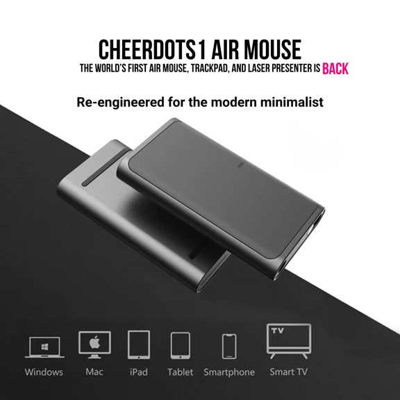 Cheerdots1 Wireless Touchpad Mouse and Presenter Laser Pointer Remote, Dual Modes Bluetooth Low Latency Mouse, Type-C Rechargeable Optical Mouse for PC/Phones/Tablets/Windows/MacOS/Android/iOS