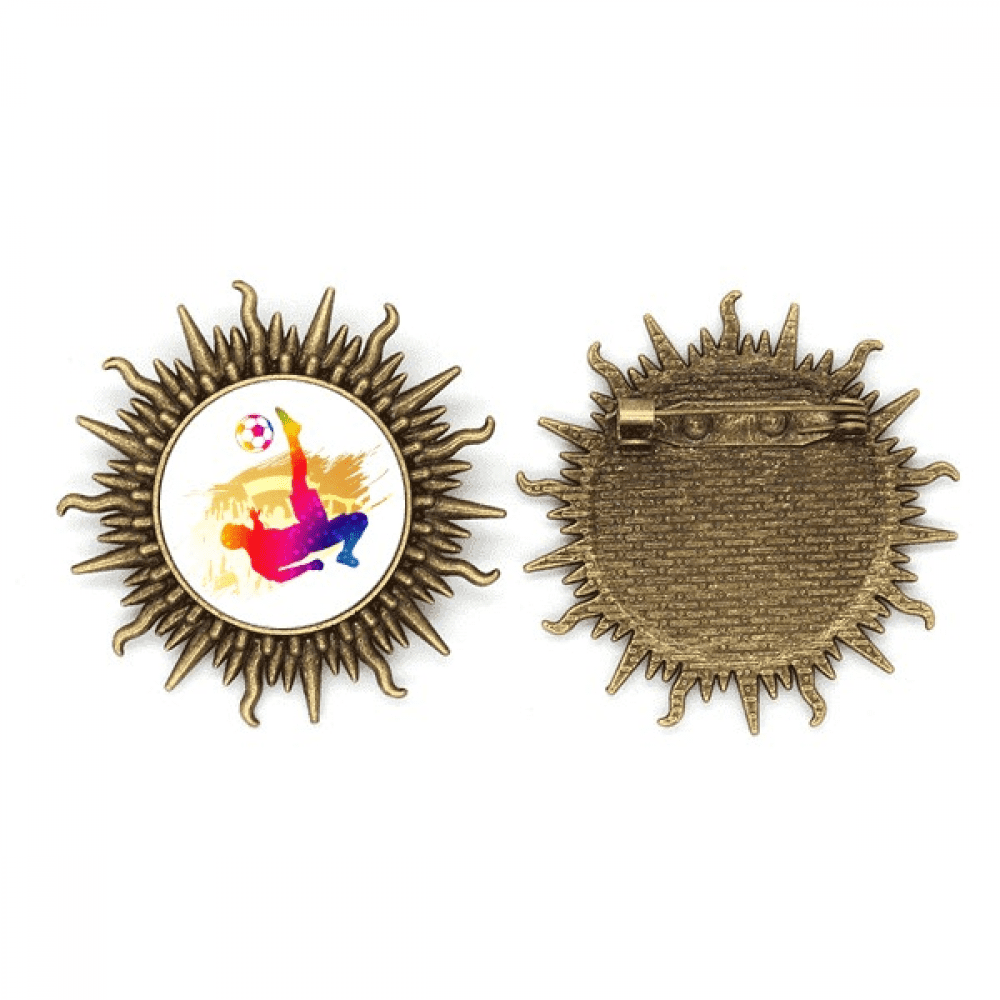 Cheered Football Player Bicycle Kick Metall Sonne Brosche Haken Pin