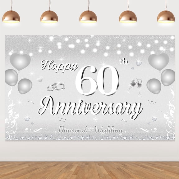 Cheereveal Happy 60th Anniversary Backdrop High Quality Vinyl Decoration