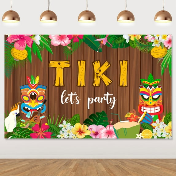 Cheereveal Tiki Birthday Party Decorations Kits with Tiki Backdrop
