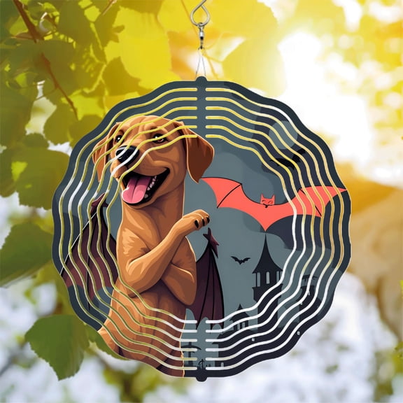 Cheerful Bat - Winged Dog Metal Hanging Wind Spinner - Dynamic Circular Patterns for Yard & Garden Decor Perfect Wind Chime