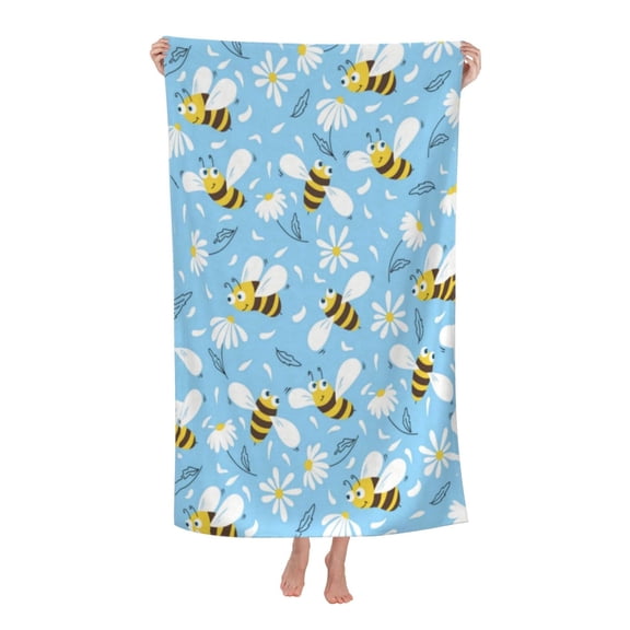 Cheerful Bee And Daisy Bath Towel Soft and Highly Absorbent for Adults
