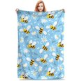 Cheerful Bee and Daisy Soft Plush Throw Blanket Cozy Lightweight