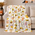 thumbnail image 1 of Cheerful Bees and Honeycomb Theme with Floating Hearts and Butterflies Watercolor Art Flannel Blanket for Nature Lovers Housewarming Gift Soft Home Decor Living Room Dorm, 1 of 9
