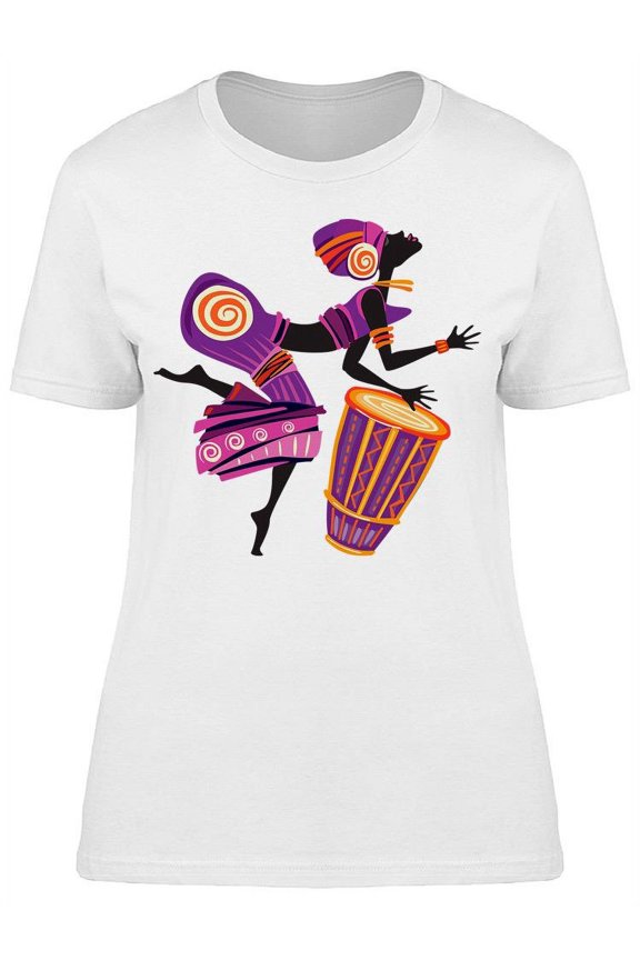 Cheerful Black Woman Dancing T-Shirt Women -Image by Shutterstock, Female Large