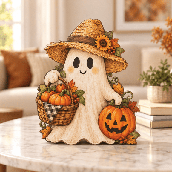 Cheerful Block Decor Ghost Pumpkin Patch Halloween