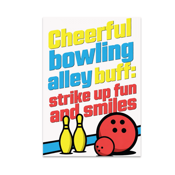 Cheerful Bowling Alley Buff Wall Art - Bowling Enthusiast - 13x19 Poster Print