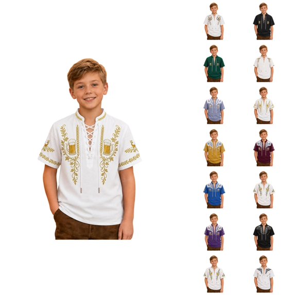 Cheerful Boys Tee With Festive Print And Short Sleeve Top For Kids