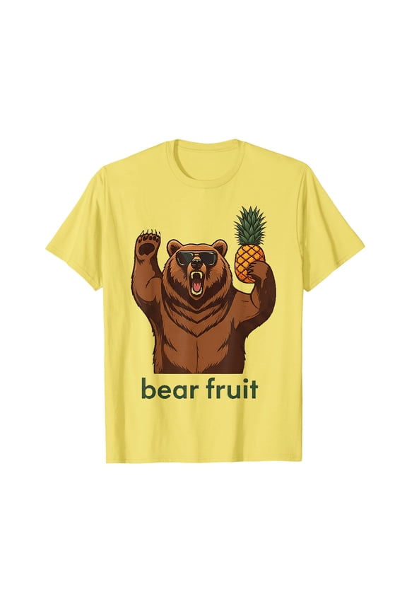 Cheerful Cartoon Bear Pineapple T-Shirt for Fun Spirit-Loving Christians