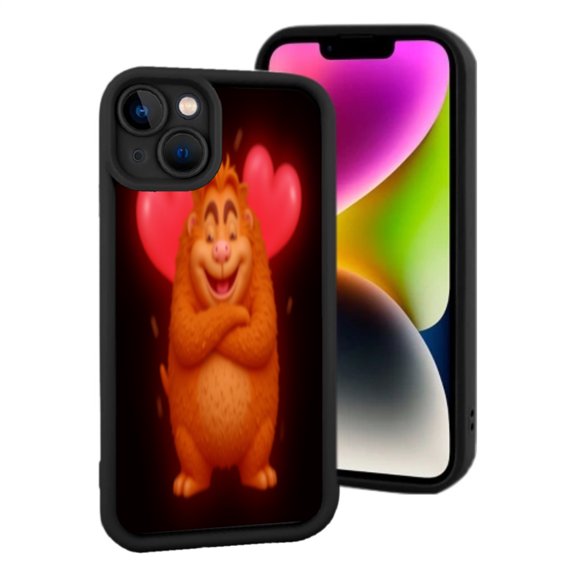 Cheerful Cartoon Gorilla with Hearts - Lightweight Yellowing Resistant iPhone 15 Case - Fun & Stylish Design