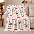 thumbnail image 1 of Cheerful Cherry Pattern Autumn Sofa Organic Repeat, Cozy Botanical Garden Scene, Warm Flannel Blanket for Sunroom and Reading Nook, Garden Lovers Thanksgiving Gift, Artistic Home Decor, 1 of 9