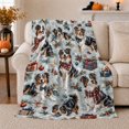 thumbnail image 1 of Cheerful Christmas Australian Shepherd, Festive Pet Portrait Pattern, Warm Flannel Blanket for Living Room and Bedroom, Dog Lovers Christmas Gift, Pet Lover Home Decor, 1 of 9