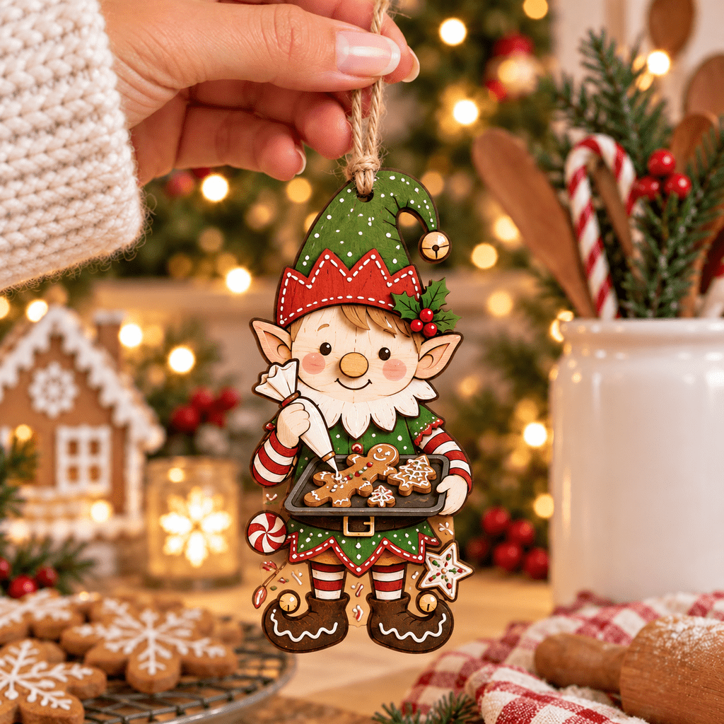 Santa Elf Project Cheerful Christmas Ornament Elf Cookie Baker - Walmart.com