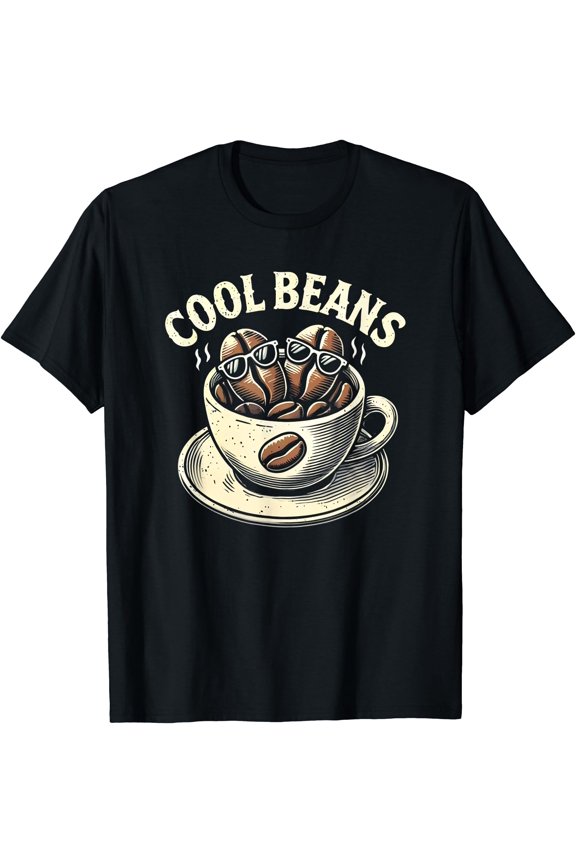 Cheerful Coffee Cup Retro Graphic Novelty T-Shirt for Caffeine Lovers