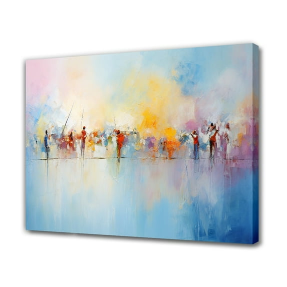 Cheerful Crowd Modern Abstract Art Decorative Painting Canvas Poster Bedroom Decor Sports Landscape Office Room Decor Gift,Frame-style,12x18inch(30x45cm)