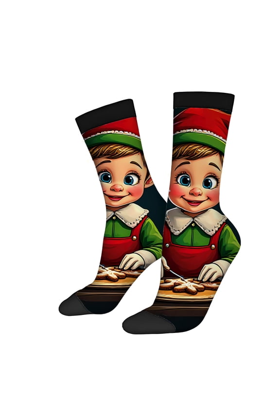 Cheerful Design Socks - 2 Pairs of Festive Unisex Trendy Socks with Playful Cookie Decorating Pattern Perfect for All Seasons