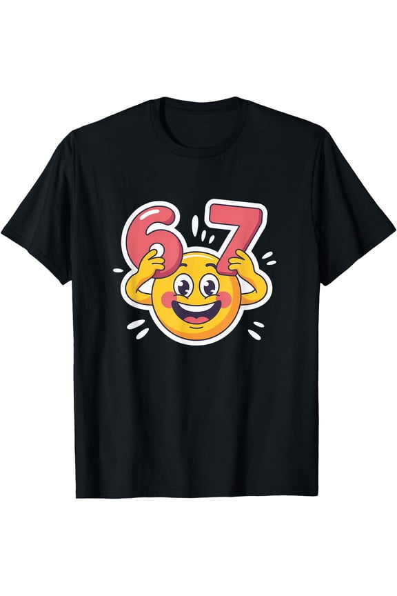 Cheerful Emoji 6 7 Graphic T-Shirt for Fun and Casual Wear