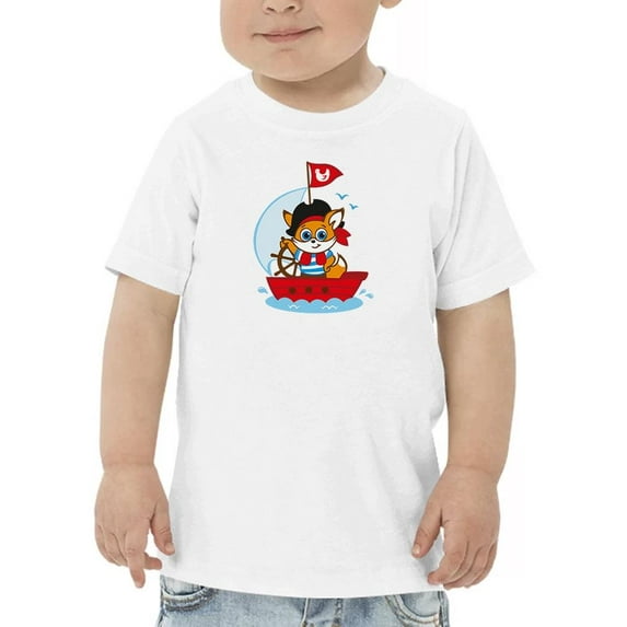 Cheerful Fox Pirate On A Ship T-Shirt Toddler -Image by Shutterstock, 2 Toddler