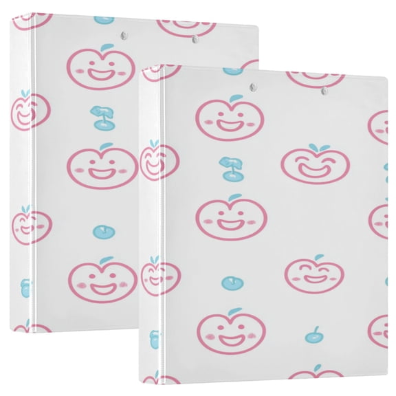 Cheerful Fruits 12.4x10.6in PVC Round Ring Binder, D-Ring 3-Hole, Metal Clip, 200 Sheets