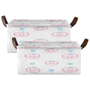 Cheerful Fruits Shelf Baskets Set of 2 Foldable Metal Frame Open Storage Bins 16.9x11.4x7.7in Large Capacity