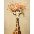thumbnail image 1 of Cheerful Giraffe with Wildflower Bouquet Hat Spring Camouflage Whimsical Oil Painting Nursery Large Wall Art Poster Print Thick Paper 18X24 Inch, 1 of 5