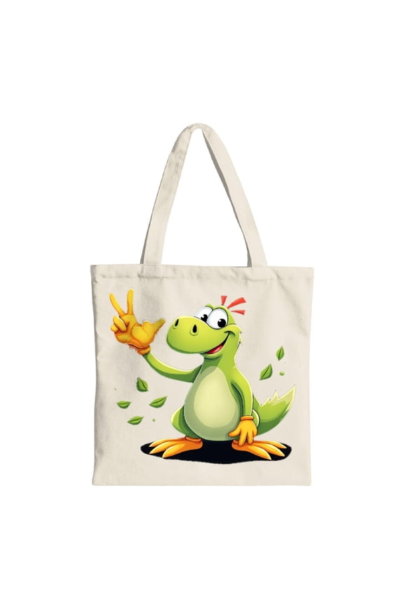 Cheerful Green Tote Bag - Multifunctional Canvas Bag with Playful Design Perfect for Parties Travel & Shopping