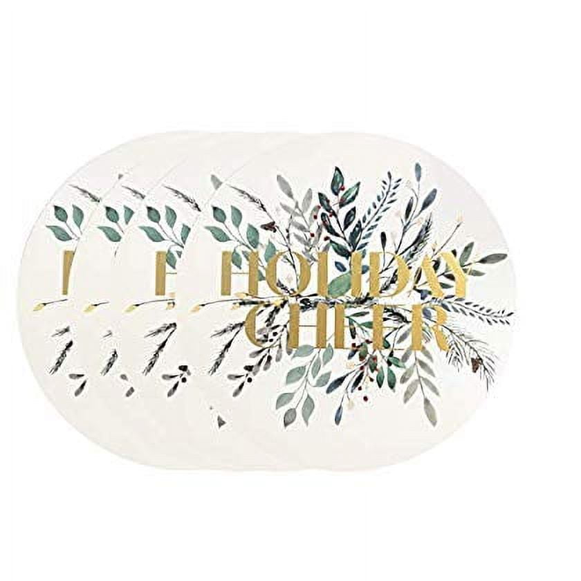 Cheerful Greenery placemat, 14 RD, Ivory