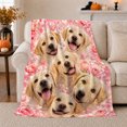 thumbnail image 1 of Cheerful Labrador Collage Pink Roses Hearts, Cozy Pet Portrait Pattern, Warm Flannel Blanket for Living Room and Reading Nook, Dog Lovers Friendship Gift, Pet Lover Home Decor, 1 of 9