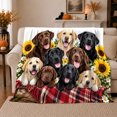 thumbnail image 1 of Cheerful Labrador Retriever Group Portrait Rustic Plaid Sunflowers, Festive Pet Portrait Pattern, Warm Flannel Blanket for Cabin and Lodge, Dog Lovers Just Because Gift, Pet Lover Home Decor, 1 of 9